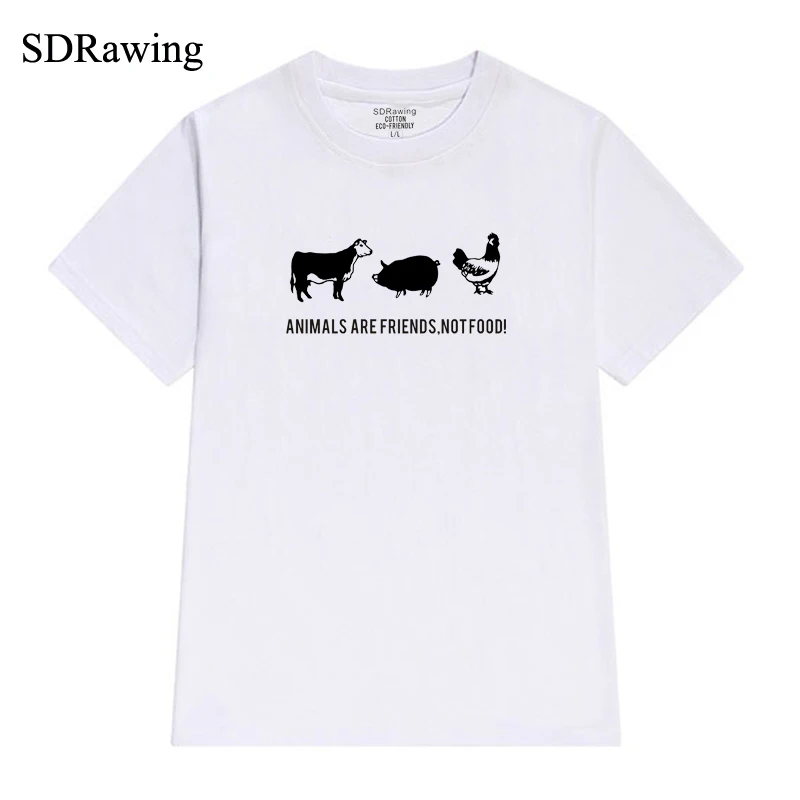 Animals are friends not food print cotton t shirt for women animal lover Graphic Tees Hipster Tumblr tops Vegan Tee Vegetarian
Animals are friends not food print cotton t shirt for women animal lover Graphic Tees Hipster Tumblr tops Vegan Tee Vegetarian