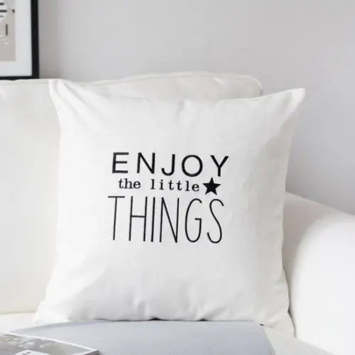 Black White Quote Cushion Cover Enjoy the Little Things Decorative Throw Pillow Case Print Pillow Covers Sham Home Decor 18"
Black White Quote Cushion Cover Enjoy the Little Things Decorative Throw Pillow Case Print Pillow Covers Sham Home Decor 18"