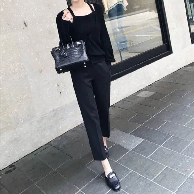 Women Fashion Casual Straight Pants Black High Waist Fashion Trousers OL Office Lady Trousers
Women Fashion Casual Straight Pants Black High Waist Fashion Trousers OL Office Lady Trousers