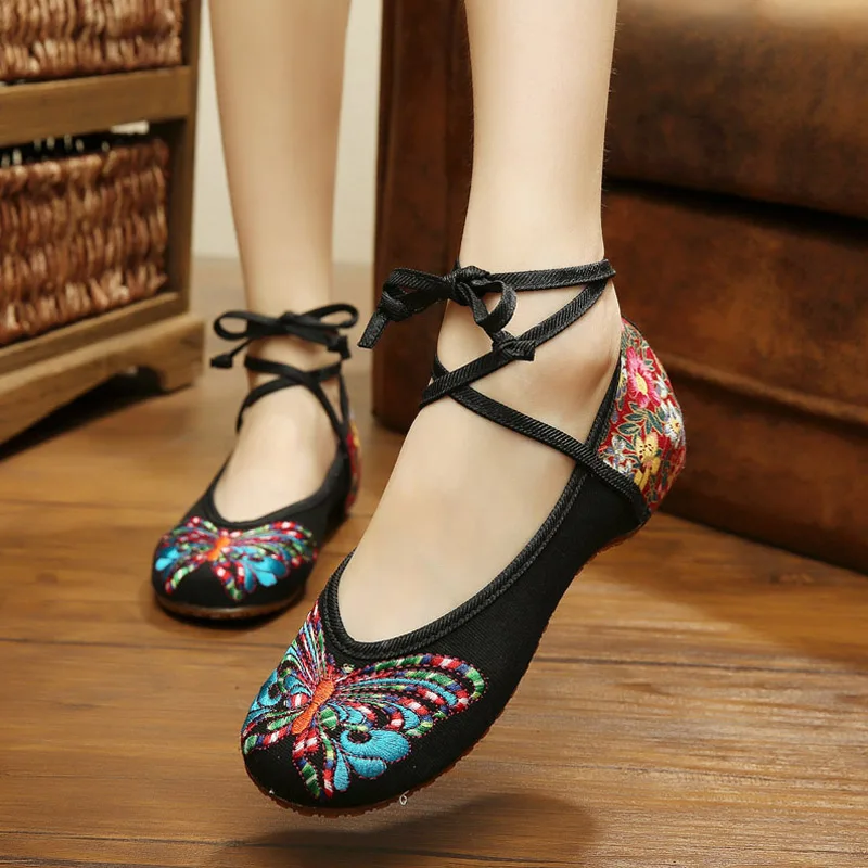 Spring Dance Shoes Woman Butterfly Embroidered Cloth Women Shoes Bandage Casual Flats zapatos mujer Plus Size 40 41 WSH2289
Spring Dance Shoes Woman Butterfly Embroidered Cloth Women Shoes Bandage Casual Flats zapatos mujer Plus Size 40 41 WSH2289