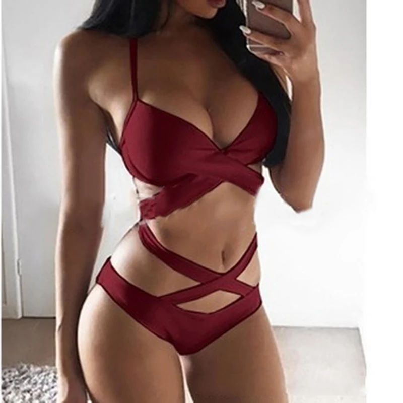 Sexy High Waist Biquini Women Bra Brief Set Cross Bandage Halter Swimsuit Swimwear Women Bikini Sets Push Up Lingerie Underwear
Sexy High Waist Biquini Women Bra Brief Set Cross Bandage Halter Swimsuit Swimwear Women Bikini Sets Push Up Lingerie Underwear