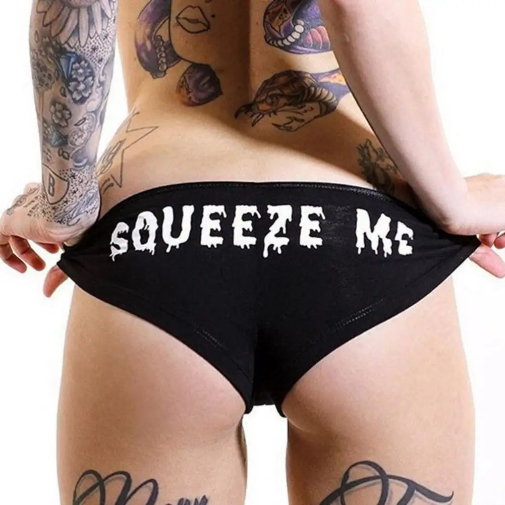Yfashion сексуальные женские трусики с надписью SQUEEZE ME Забавный принт Дамское