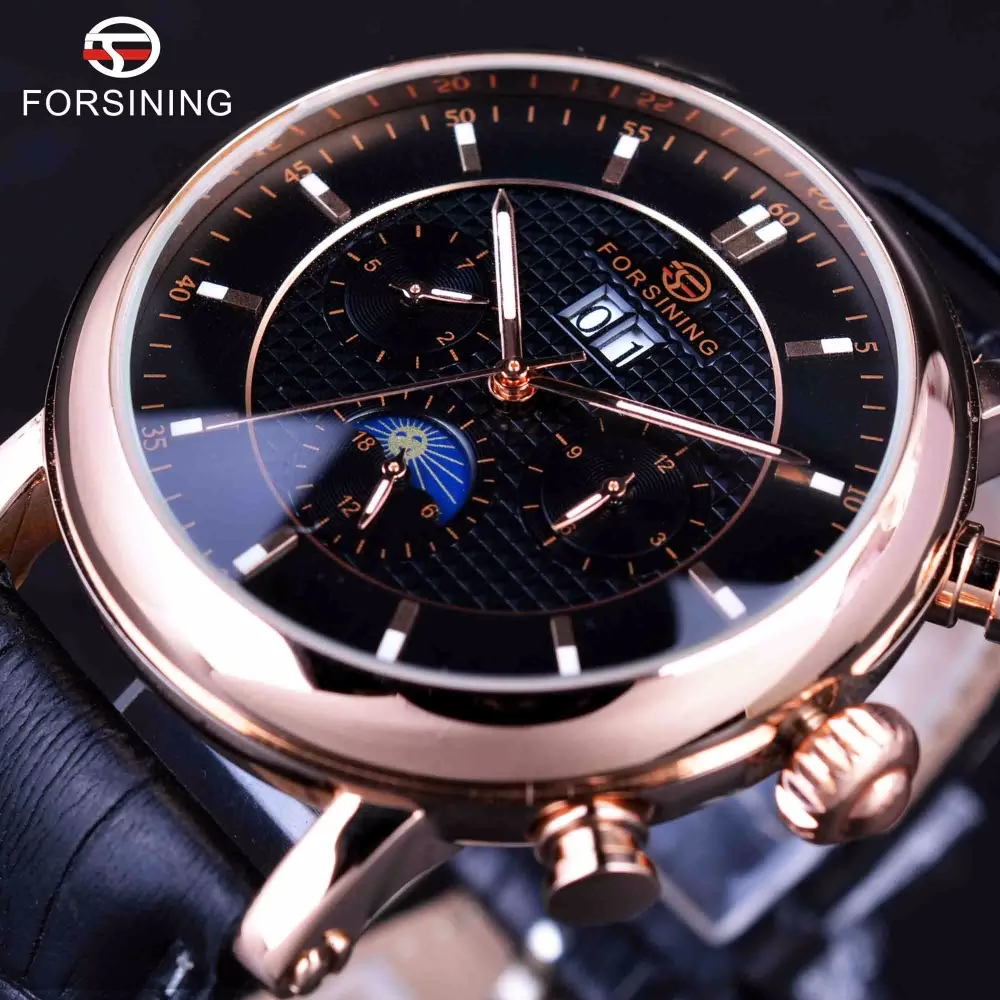 Forsining 2016 Rose Golden Design Moon Phase Calendar Display Mens Watches Top Brand Luxury Automatic Fashion Mechanical Watch
Forsining 2016 Rose Golden Design Moon Phase Calendar Display Mens Watches Top Brand Luxury Automatic Fashion Mechanical Watch