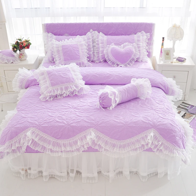 Quilted Cotton Thick Duvet Cover Lace Light Purple Blue Pink Princess Bedding set Bedskirt set Pillow shams Twin Queen King size
Quilted Cotton Thick Duvet Cover Lace Light Purple Blue Pink Princess Bedding set Bedskirt set Pillow shams Twin Queen King size