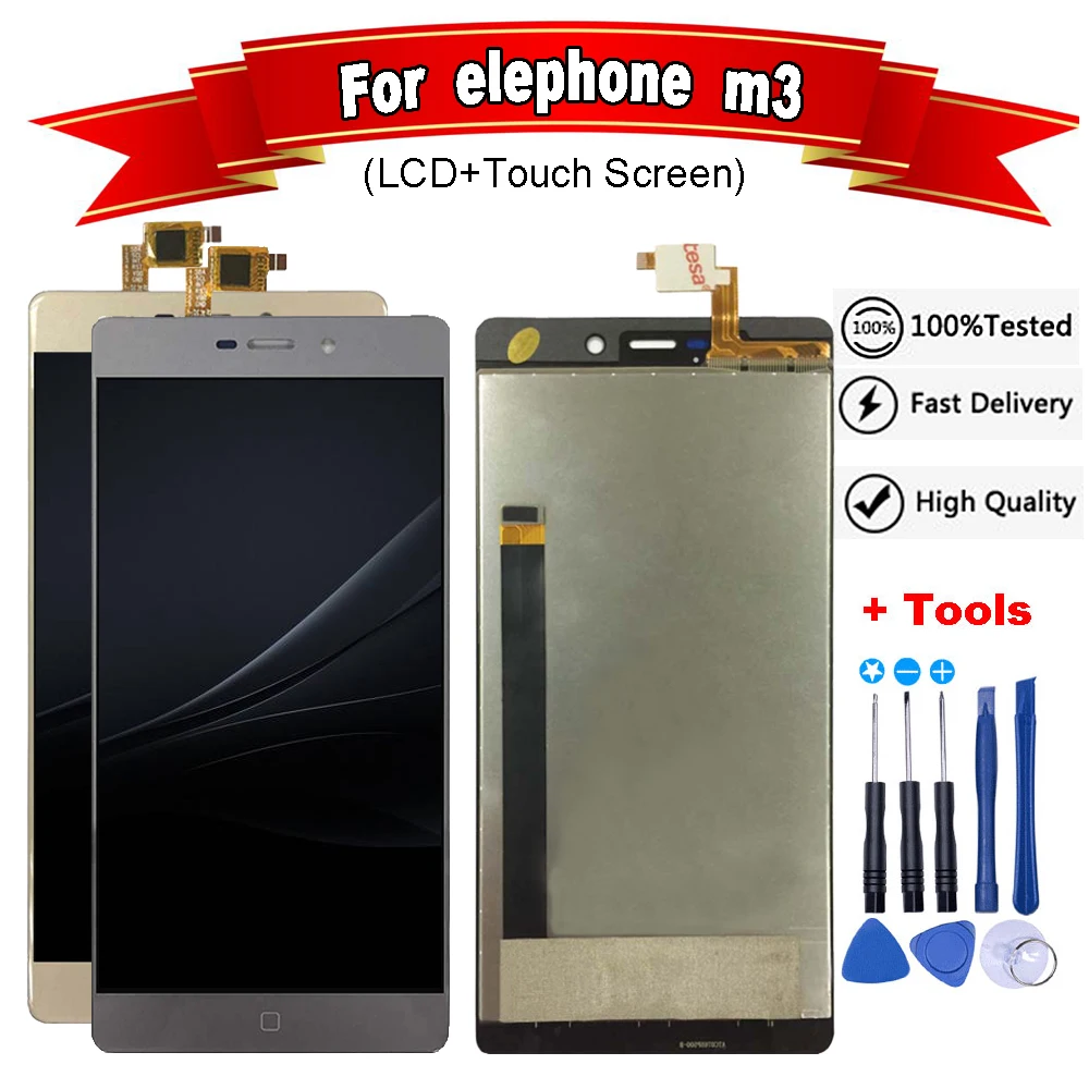 ЖК дисплей 5 дюйма для Elephone M3 + сенсорный экран в сборе золотой/серый 2/3 ГБ