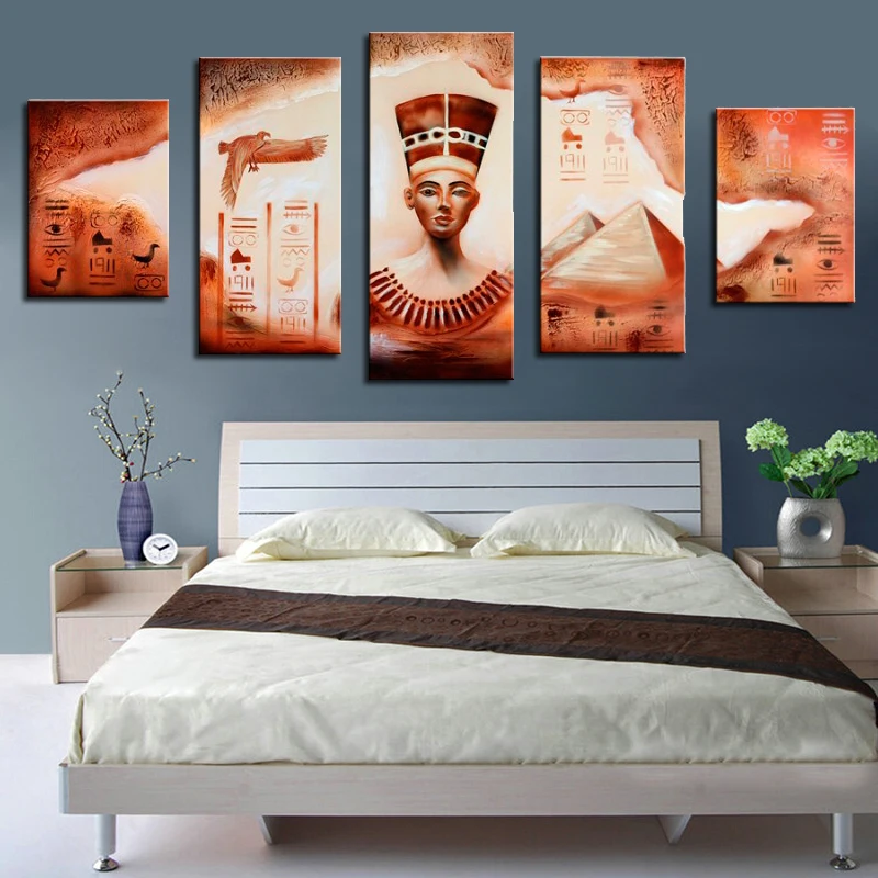 Modern 5 Panel Wall Decor Oil Painting Group Akhnaton Pharaoh Unframed Canvas Wall ArtWork Ornaments Egyptian Pyramids Pictures
Modern 5 Panel Wall Decor Oil Painting Group Akhnaton Pharaoh Unframed Canvas Wall ArtWork Ornaments Egyptian Pyramids Pictures