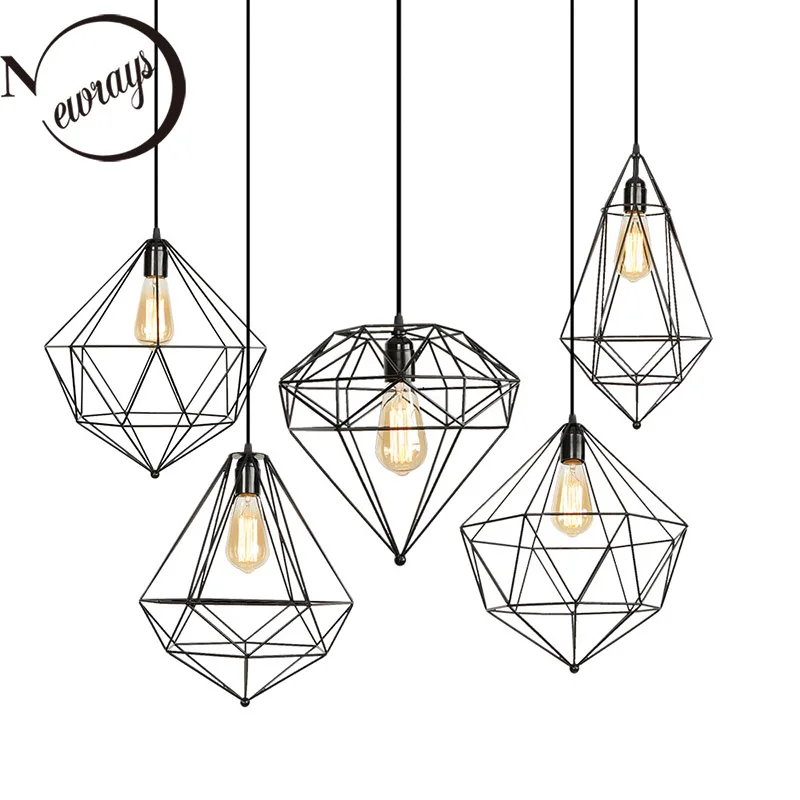 Modern Iron Frame Pendant Retro Diamond loft Metal LED Light E27 Restaurant Bar hanging Lamp Bedroom cafe Interior pendant lamp
Modern Iron Frame Pendant Retro Diamond loft Metal LED Light E27 Restaurant Bar hanging Lamp Bedroom cafe Interior pendant lamp