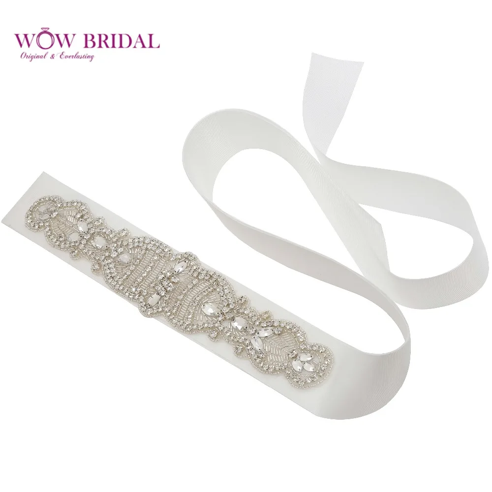 

Wowbridal Luxury Handmade Wedding Belt Dazzling Glass Crystal and Pearls Bridal Belt for Wedding Dress Waistband