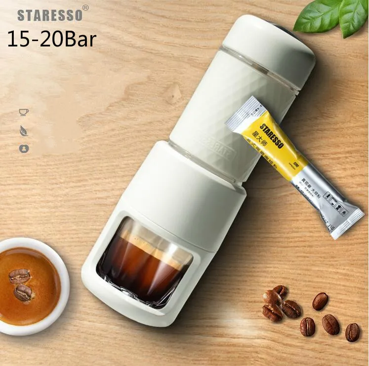 Genuine STARESSO 15-20Bar 2 generation Portable Coffee machine Multifunction Mini Italian style Manual coffee Capsule co | Бытовая