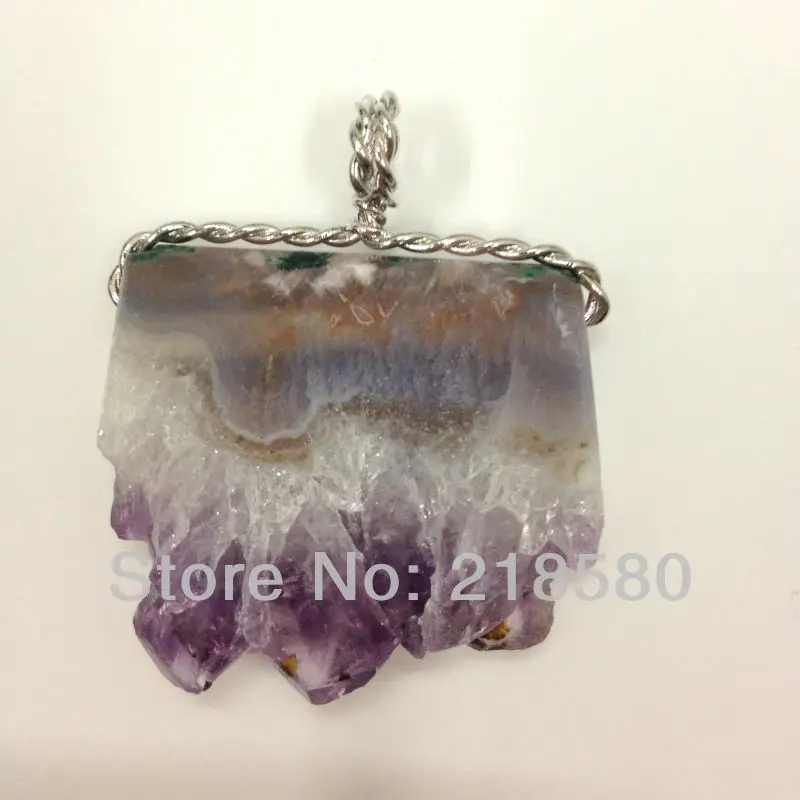 H-AMD27 10pcs Raw Druzy Amethysts Slice Pendant with Silver Wire Approx 40mm-55mm Long
H-AMD27 10pcs Raw Druzy Amethysts Slice Pendant with Silver Wire Approx 40mm-55mm Long