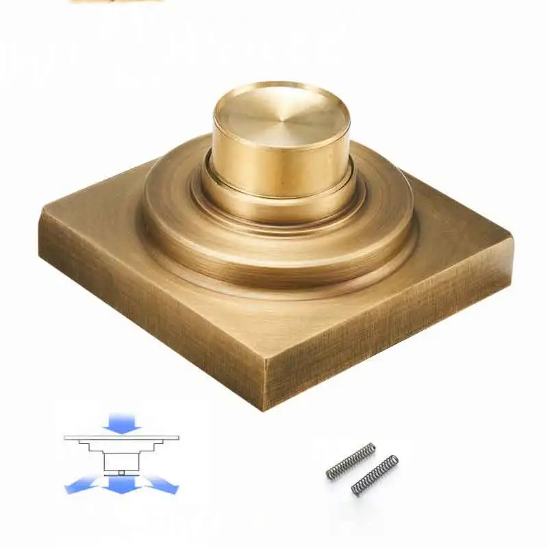 Square Invisible Bathroom Shower Floor Drain with Removable Tile Insert Grate Cover, Brushed Gold, SUS 304 Stainless Steel
Square Invisible Bathroom Shower Floor Drain with Removable Tile Insert Grate Cover, Brushed Gold, SUS 304 Stainless Steel