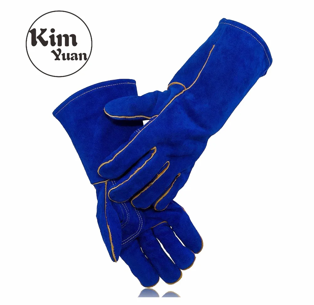 

KIM YUAN 007/010L Cowhide BBQ Baking Insulation Microwave Oven Welding Outdoor BBQ Grill Gloves