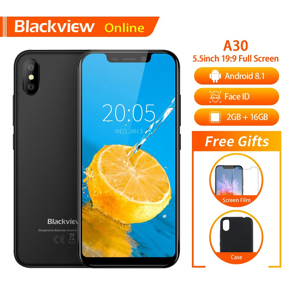 Blackview оригинальный A30 5 "смартфон ГБ 2 + 16 Гб MTK6580A четырехъядерный 19:9 полный экран