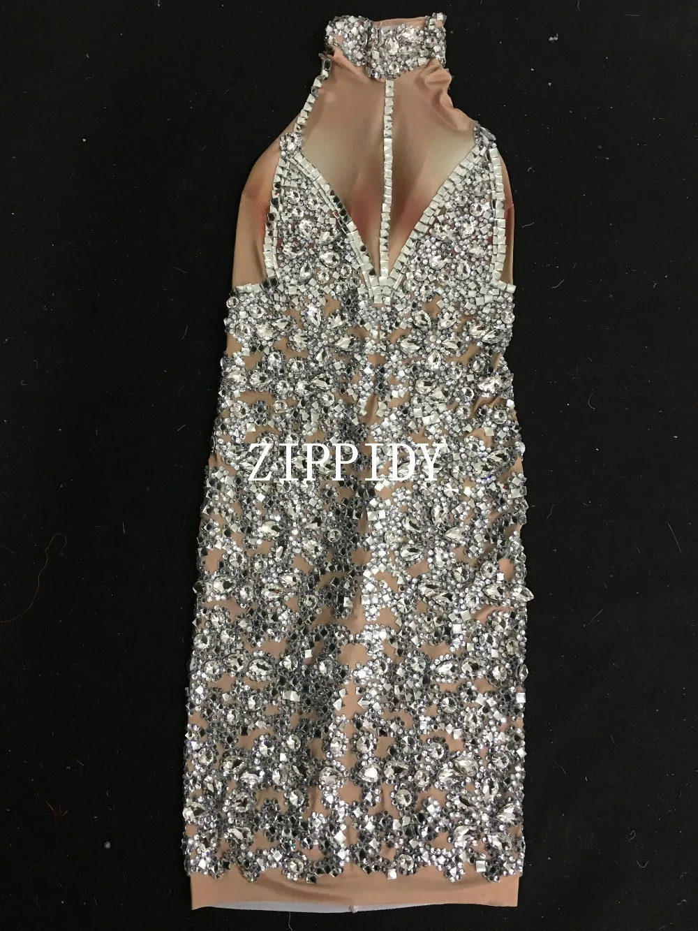 Flashing Silver Rhinestones Spandex Sleeveless Dress Birthday Party Celebrate Dance Dress Evening Female Singer Stage Dress
Flashing Silver Rhinestones Spandex Sleeveless Dress Birthday Party Celebrate Dance Dress Evening Female Singer Stage Dress