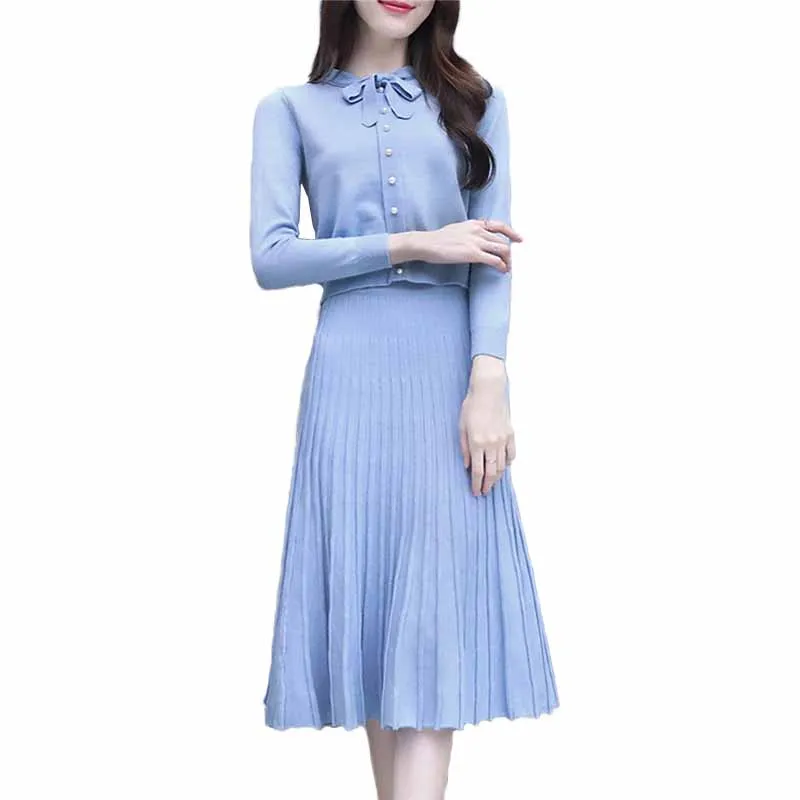 2019 Spring autumn fashion knitted sweater Two-piece set women Long sleeve short top and Elastic waist Pleated skirt Suits G510
2019 Spring autumn fashion knitted sweater Two-piece set women Long sleeve short top and Elastic waist Pleated skirt Suits G510