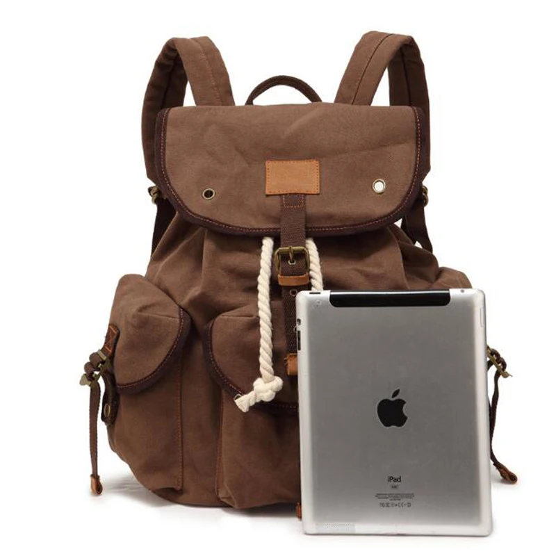 Canvas Backpack Large School Bag Travel Rucksack