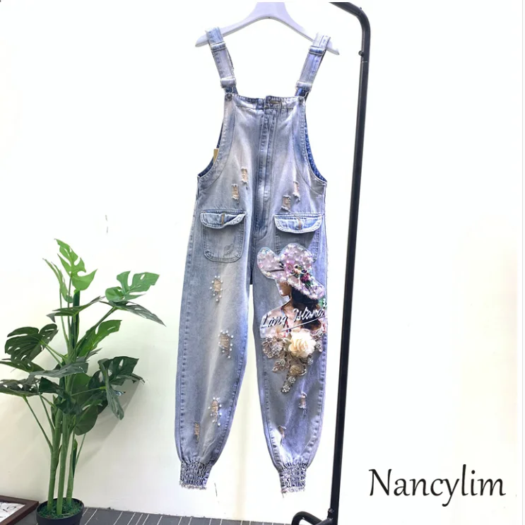 Overalls for Women Strap Pants Womens Fashion Beaded Sequins Broken Hole Water Wash Denim Haren Jeans Students
Overalls for Women Strap Pants Womens Fashion Beaded Sequins Broken Hole Water Wash Denim Haren Jeans Students