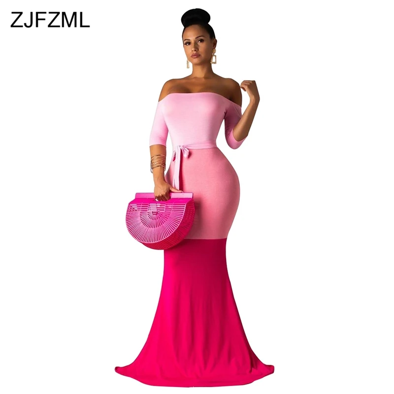 Color Block Spliced Summer Maxi Sundress Women Slash Neck Half Sleeve Mermaid Dress Elegant Cold Shoulder Backless Party Dresses
Color Block Spliced Summer Maxi Sundress Women Slash Neck Half Sleeve Mermaid Dress Elegant Cold Shoulder Backless Party Dresses