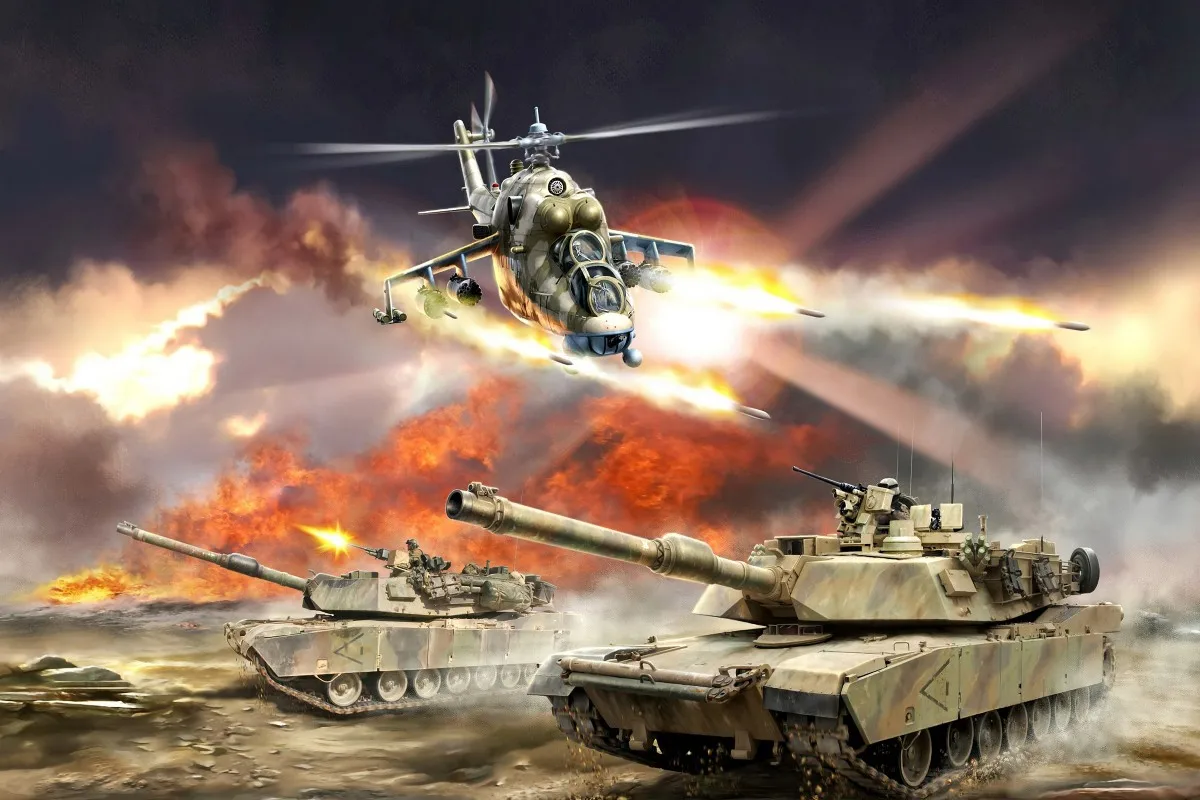 Abrams M1A1 Mi-24 tank and helicopter PQX016 custom canvas fabric poster (frame available) wall decor room decor home decoration
Abrams M1A1 Mi-24 tank and helicopter PQX016 custom canvas fabric poster (frame available) wall decor room decor home decoration