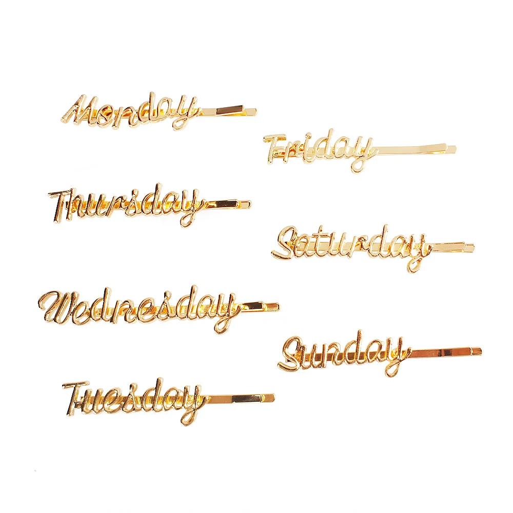 Fashion Metal Hair Clip For Women Golden Hollow Barrette Letters Monday To Sunday Hairclip Sweet Hairpins Girls Hair Accessories
Fashion Metal Hair Clip For Women Golden Hollow Barrette Letters Monday To Sunday Hairclip Sweet Hairpins Girls Hair Accessories