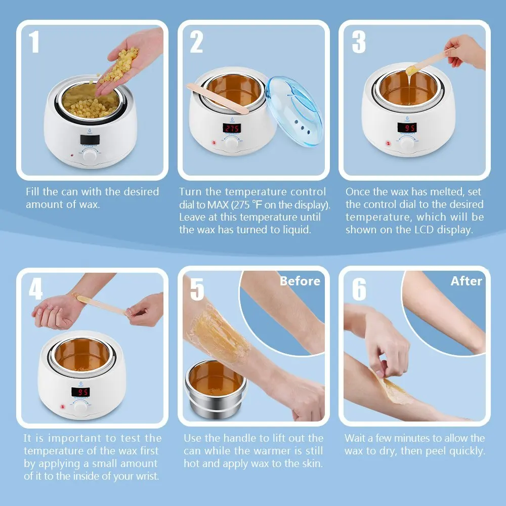 Wax Warmer Heater With 500ml Heating Pot LCD Display Hair Removal Kit For Facial & Bikini & Armpit
Wax Warmer Heater With 500ml Heating Pot LCD Display Hair Removal Kit For Facial & Bikini & Armpit