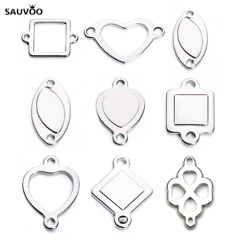 20pcs Silver Color Stainless Steel Hollow Oval Square Heart Charms Pendants Connectors Blanks Stamping Tags for DIY Bracelets
20pcs Silver Color Stainless Steel Hollow Oval Square Heart Charms Pendants Connectors Blanks Stamping Tags for DIY Bracelets