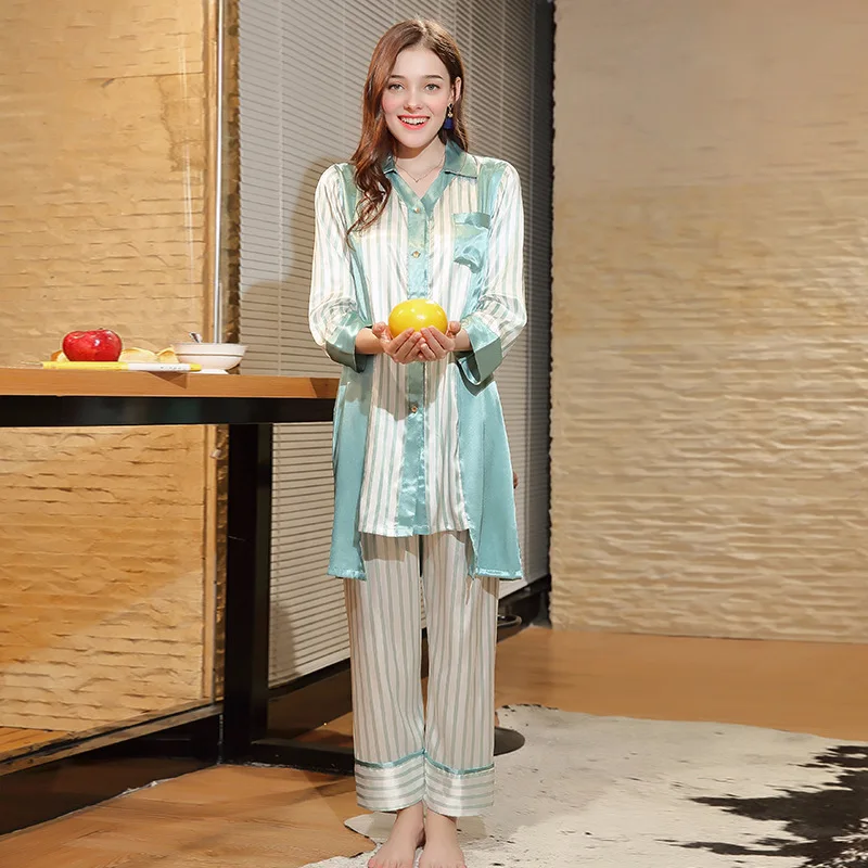 2018 New Silk Pajamas Ladies Long Sleeves Trousers Home Suits Women Ladies Sexy Satin Silk Pajamas Sets
2018 New Silk Pajamas Ladies Long Sleeves Trousers Home Suits Women Ladies Sexy Satin Silk Pajamas Sets