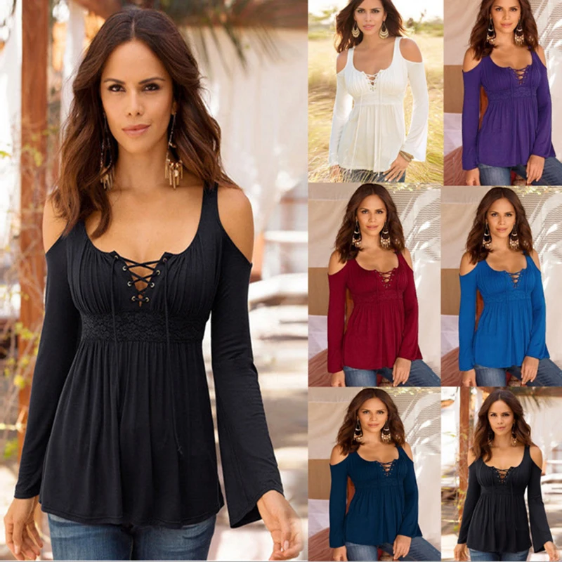 Open Shoulder Top Plus Size Women Tshirts Sexy Bandage Full Sleeve Tops Tight Fitting Ladies T Shirts Spring Autunm Clothes Nice
Open Shoulder Top Plus Size Women Tshirts Sexy Bandage Full Sleeve Tops Tight Fitting Ladies T Shirts Spring Autunm Clothes Nice