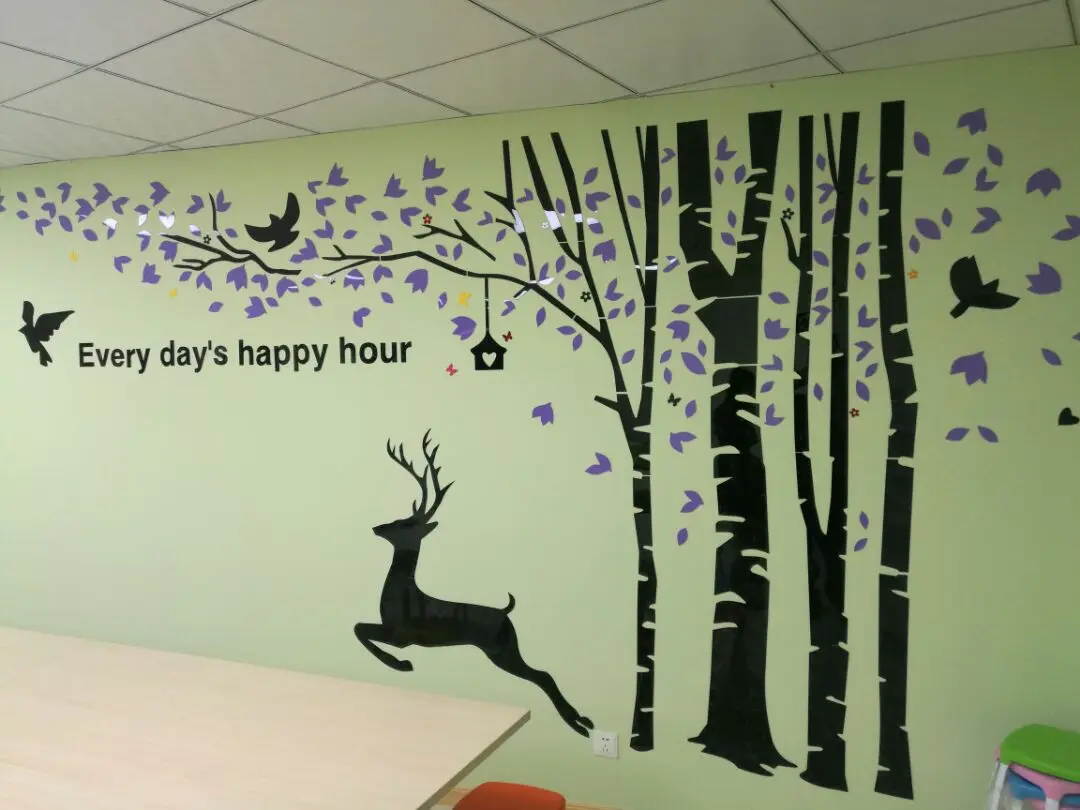

Forest and deer Creative large 3D acrylic three-dimensional wall stickers decorative living room bedroom tree wall stickers
