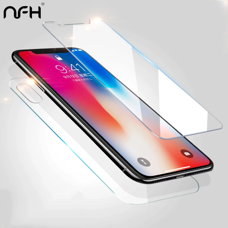 Переднее + заднее закаленное стекло для iPhone X 10 Xs защита заднего экрана на XS MAX iphone