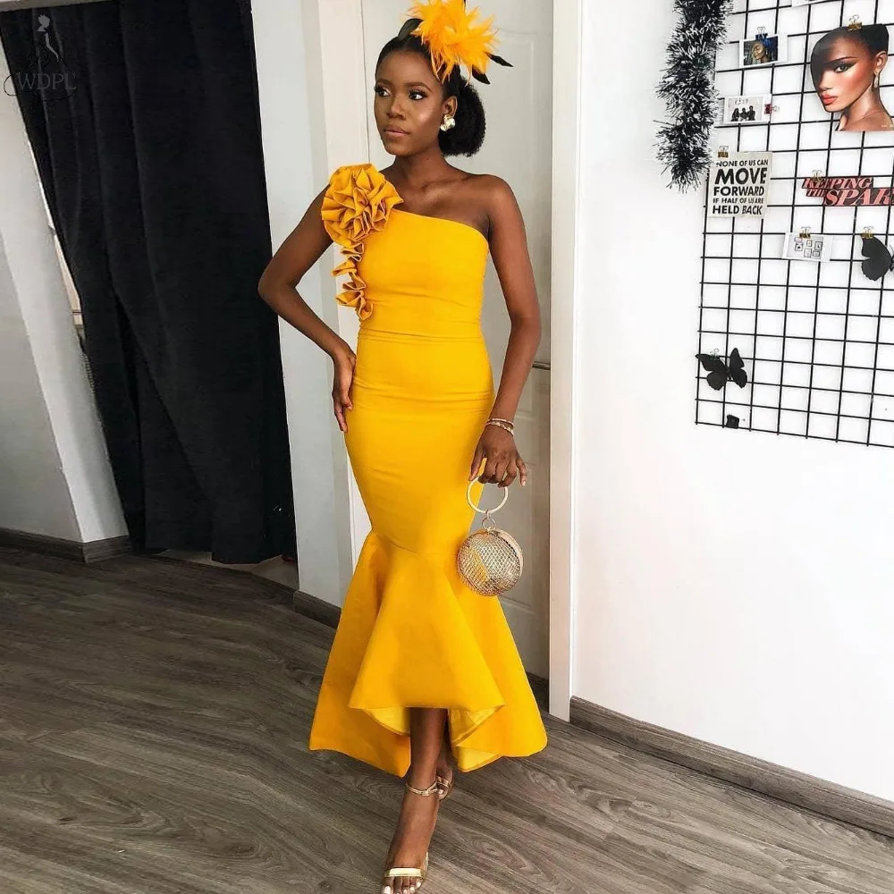 2019 Sexy Yellow Mermaid Evening Dress One Shoulder Tea Length Satin Prom Dresses Simple Cheap Bridesmaid Formal Party Gowns
2019 Sexy Yellow Mermaid Evening Dress One Shoulder Tea Length Satin Prom Dresses Simple Cheap Bridesmaid Formal Party Gowns