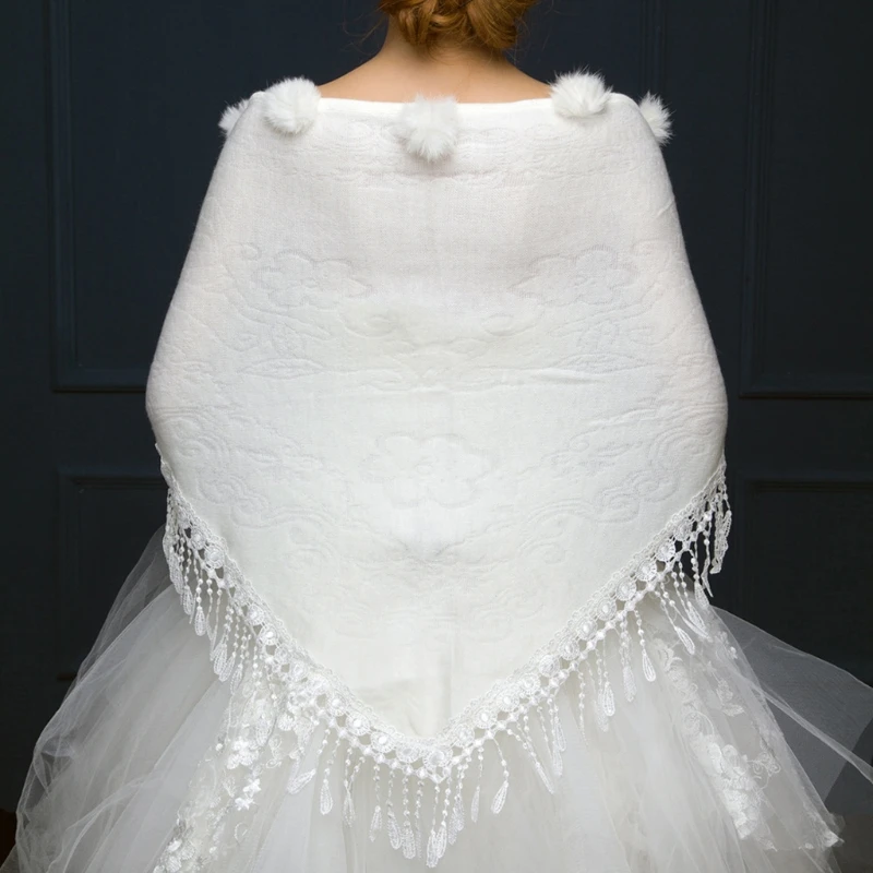 Элегантные Свадебные Шали зимние треугольные свадебные куртки белые женские