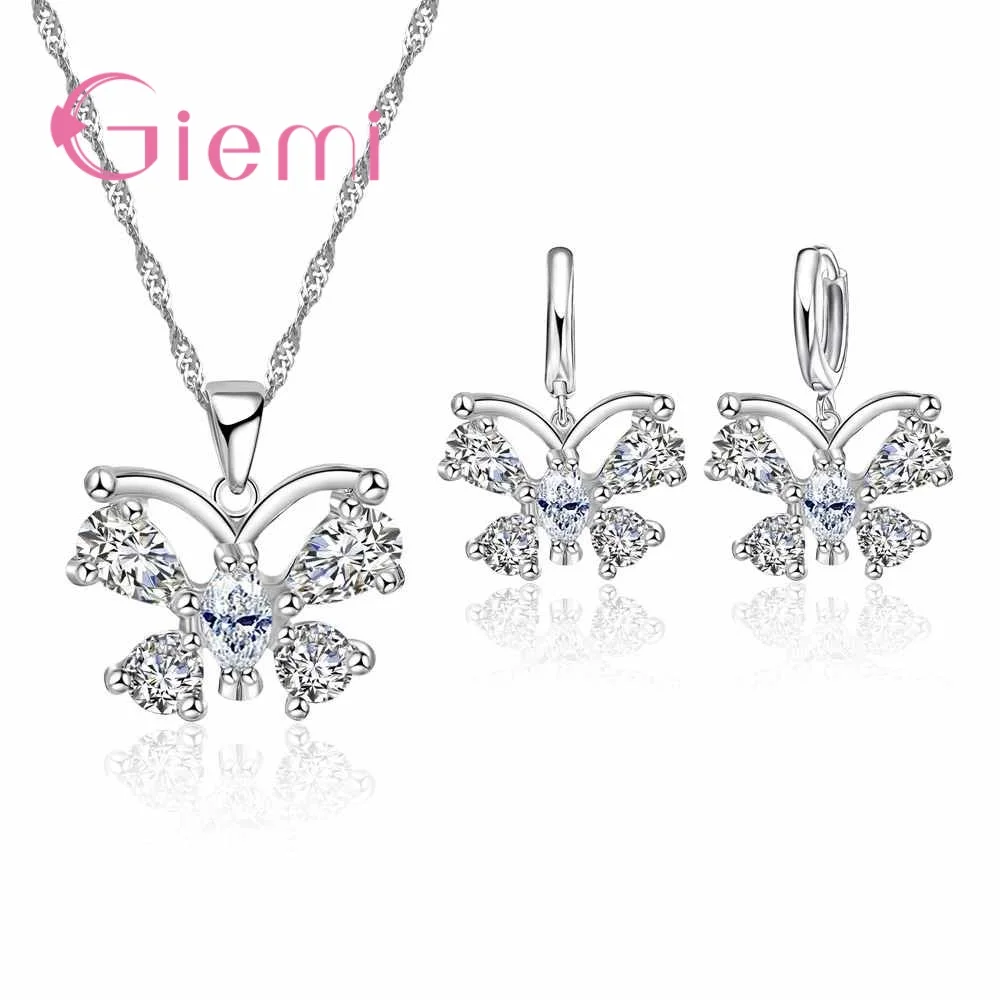 Delicate Cute Butterfly Crystal Jewelry Sets Free Shipping 925 Sterling Silver Necklace +Earrings Set for Women
Delicate Cute Butterfly Crystal Jewelry Sets Free Shipping 925 Sterling Silver Necklace +Earrings Set for Women