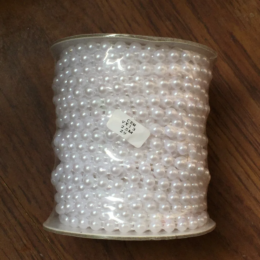 25 Meters/Roll 6mm Half round Flat Back Plastic Pearl Trim String Trim Chain Sew VX13-White
25 Meters/Roll 6mm Half round Flat Back Plastic Pearl Trim String Trim Chain Sew VX13-White