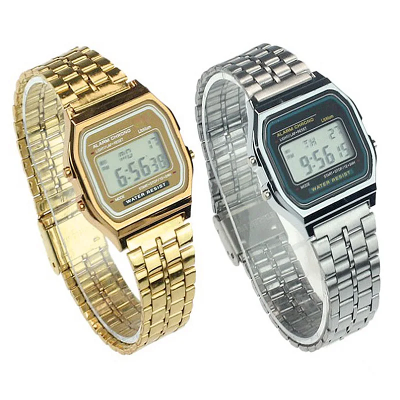 Модные мужские и женские часы с ремешком из сплава светодиодные цифровые