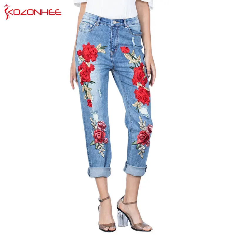 Stretching 3D Torn Jeans With Embroidery Rose Flower Elastic Jeans Women's With Female Large Size
Stretching 3D Torn Jeans With Embroidery Rose Flower Elastic Jeans Women's With Female Large Size