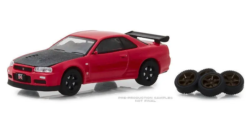 Зеленый светильник 1:64The H S 4 2002 Niss an Skyline GT R из сплава игрушки для детей литая под