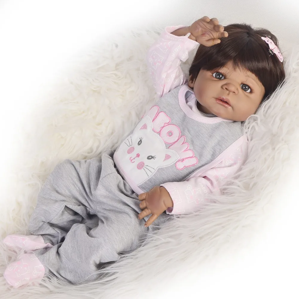 Фото Серый Кот одежда с новорожденной куклой 55 см живой младенец - купить