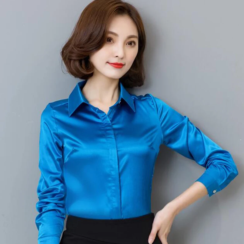 Women silk satin blouse button long sleeve lapel ladies office work shirts elegant female candy color satin silk blouses shirt
Women silk satin blouse button long sleeve lapel ladies office work shirts elegant female candy color satin silk blouses shirt