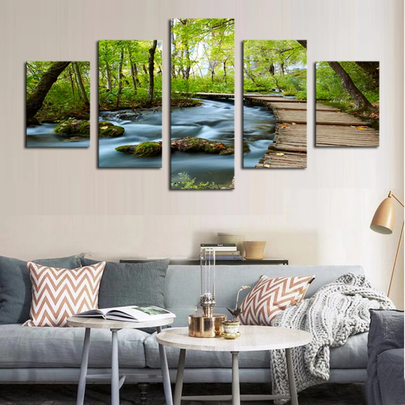 Unframed 5 Panels Wood Road and Waterfall Landscape Canvas Painting Modern Home Decoration HD Print Modular Wall Art Picture
Unframed 5 Panels Wood Road and Waterfall Landscape Canvas Painting Modern Home Decoration HD Print Modular Wall Art Picture