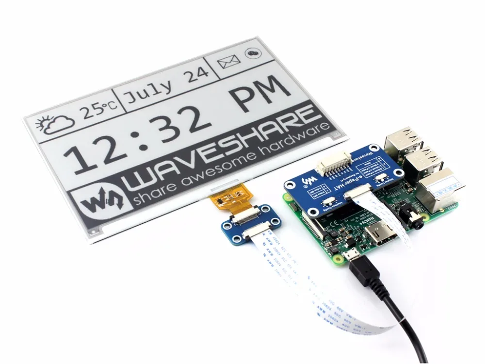 Waveshare Universal e-Paper Raw Panel Driver HAT Used to drive various SPI interface e-Paper from Waveshare
Waveshare Universal e-Paper Raw Panel Driver HAT Used to drive various SPI interface e-Paper from Waveshare