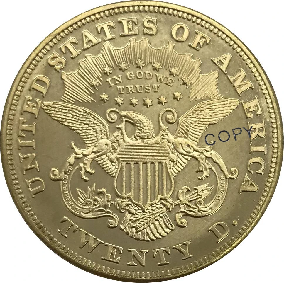 1876 United States 20 Twenty Dollars Liberty Head Double Eagle with motto Gold coin Brass Collectibles Copy Coin
1876 United States 20 Twenty Dollars Liberty Head Double Eagle with motto Gold coin Brass Collectibles Copy Coin