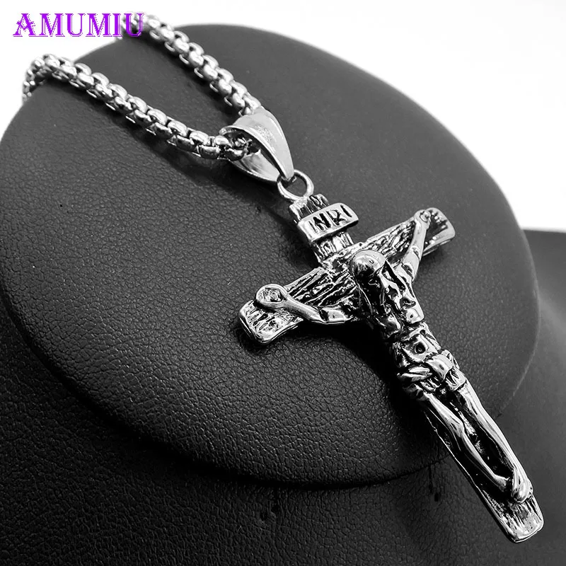 AMUMIU Pendant Necklace Religion Jesus Cross INRI Men Chain Necklace Women Punk Jewelry P011
AMUMIU Pendant Necklace Religion Jesus Cross INRI Men Chain Necklace Women Punk Jewelry P011
