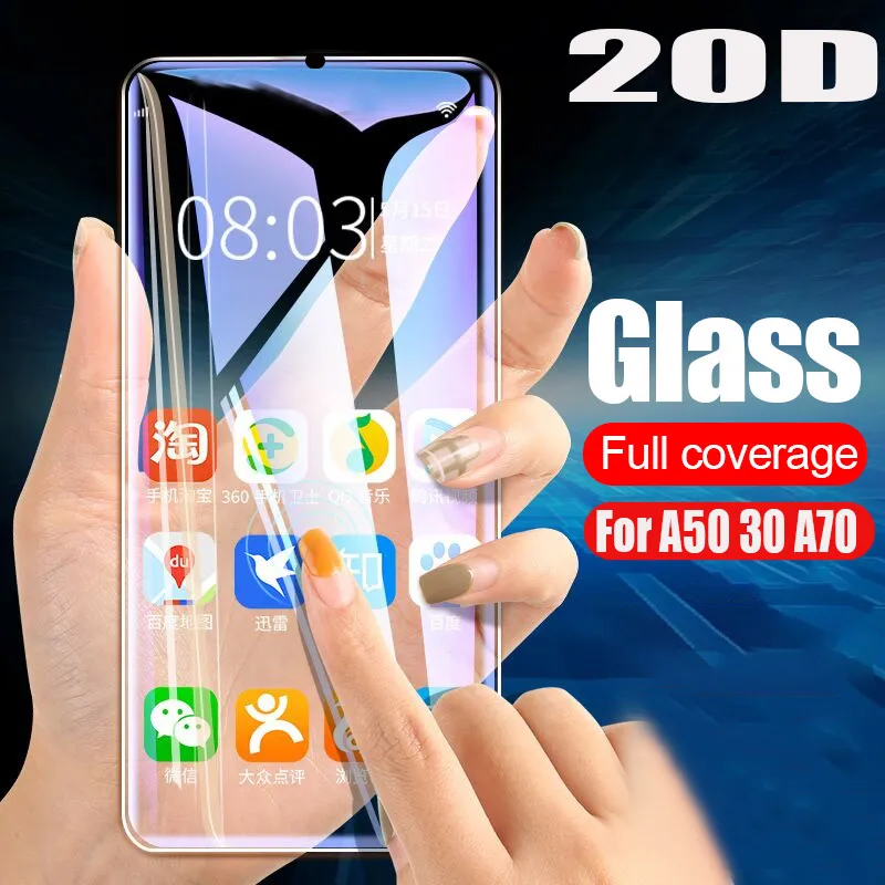 20D закаленное Стекло пленка для samsung Galaxy A50 A10 A30 A70 M20 полностью закрывающая