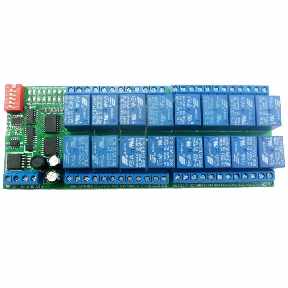 16CH Modbus RTU RS485 Relay Module Bus Remote Control Switch Board PLC control DC 12V f/ Lamp LED Motor PLC PTZ Smart Home
16CH Modbus RTU RS485 Relay Module Bus Remote Control Switch Board PLC control DC 12V f/ Lamp LED Motor PLC PTZ Smart Home