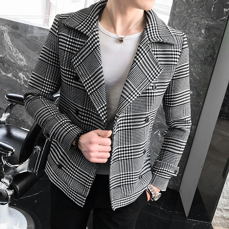 Woolen coat 2019 spring and autumn new double-breasted windbreaker British retro tartan coat fashion slim short coat men S-3XL
Woolen coat 2019 spring and autumn new double-breasted windbreaker British retro tartan coat fashion slim short coat men S-3XL