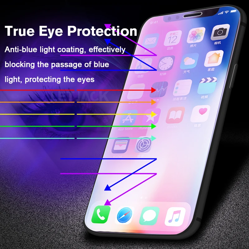 9 H анти синий свет протектор экрана на Apple iPhone 7 8 6 S Plus закаленное стекло для X XR XS MAX