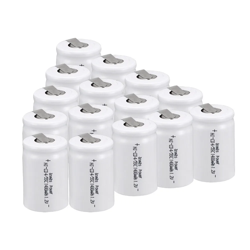 Anmas power! 15 PCS Ni-Cd 4/5 SubC Sub C battery Rechargeable Battery 1.2V 1400mAh with Tab 3.3cm x 2.2cm-Tab white color
Anmas power! 15 PCS Ni-Cd 4/5 SubC Sub C battery Rechargeable Battery 1.2V 1400mAh with Tab 3.3cm x 2.2cm-Tab white color