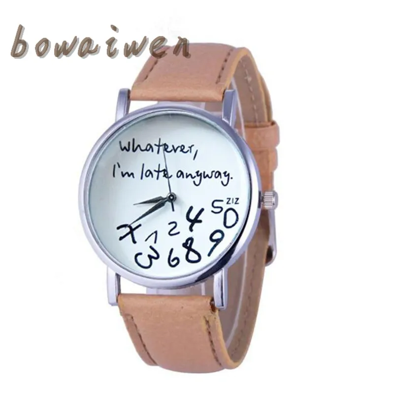 bowaiwen #8012 Women Watches New Design New Women PU Leather Watch Who Cares I am Late Anyway Letter Watches
bowaiwen #8012 Women Watches New Design New Women PU Leather Watch Who Cares I am Late Anyway Letter Watches