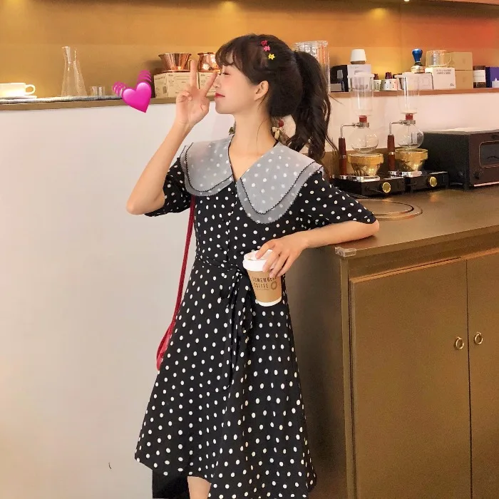 Mori Girl Summer New Fairy Doll Collar With Polka Dot Dress Japanese Sweet Lolita Student Campus Dress Womens Summer Tunics
Mori Girl Summer New Fairy Doll Collar With Polka Dot Dress Japanese Sweet Lolita Student Campus Dress Womens Summer Tunics